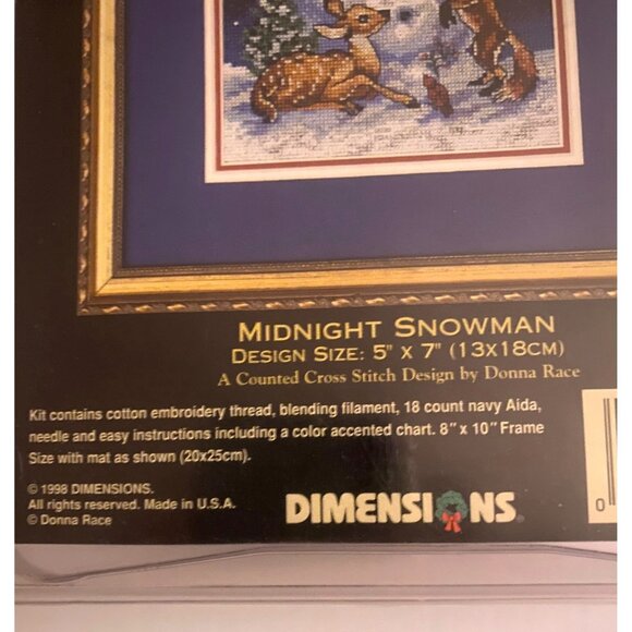 Midnight Snowman Counted Cross Stitch Kit By Dimensions Winter Holiday Craft 5x7 - Picture 4 of 5